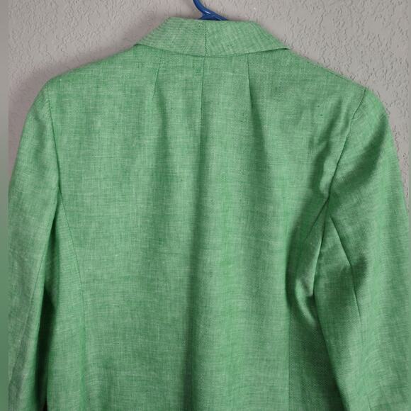 J. Crew Parke Blazer Stretch Linen Green Size 4 H9710 - Picture 10 of 13